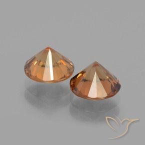 Gemas de Circón Naranja medio natural de 3.04 ct, Redondo, VVS