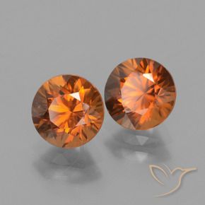 Gemas de Circón Naranja medio natural de 3.36 ct, Redondo, VS