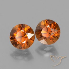 Gemas de Circón Naranja medio natural de 3.43 ct, Redondo, VS