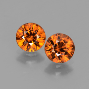 Gemas de circón naranja natural de 2,43 ct, corte redondo, VVS
