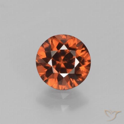 1.45ct Natural Naranja oscuro Circón, Redondo, VVS-VS
