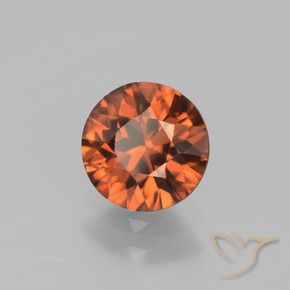 Circón Naranja oscuro natural de 1.45 ct, Redondo, VVS-VS
