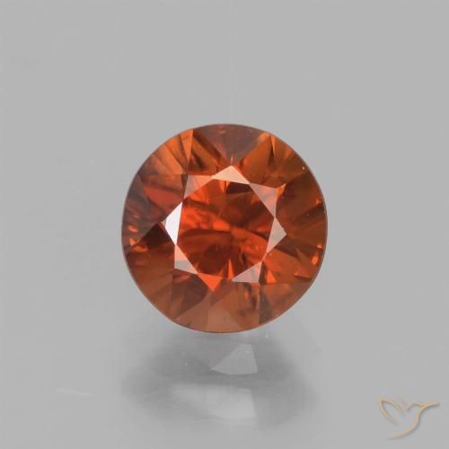 1.71ct Natural Naranja oscuro Circón, Redondo, VS