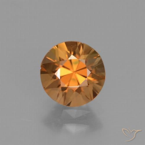 1.59ct Natural Naranja medio Circón, Redondo, VVS