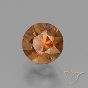 Circón Naranja oscuro natural de 1.66 ct, Redondo, VVS