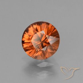 Circón Ámbar naranja natural de 1.36 ct, Redondo, VS