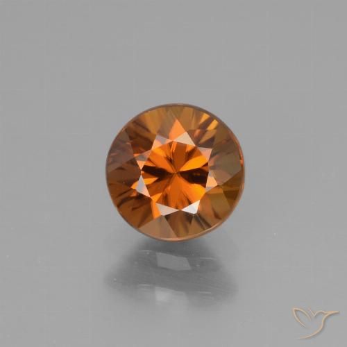 1.14ct Natural Naranja oscuro Circón, Redondo, VVS