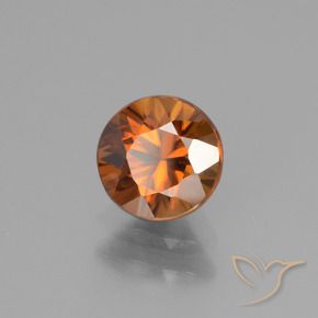 Circón Naranja oscuro natural de 1.14 ct, Redondo, VVS
