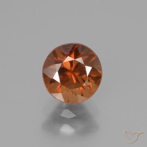 1.35ct Natural Naranja oscuro Circón, Redondo, VS