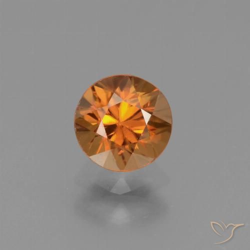 1.12ct Natural Naranja medio Circón, Redondo, VVS