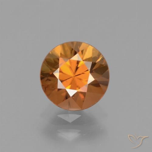 1.63ct Natural Naranja oscuro Circón, Redondo, VS