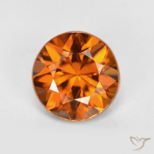 1.36ct Natural Naranja oscuro Circón, Redondo, VS