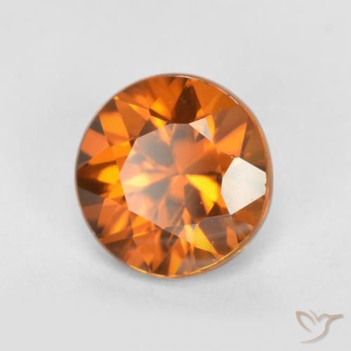 Circón Naranja oscuro natural de 1.36 ct, Redondo, VS