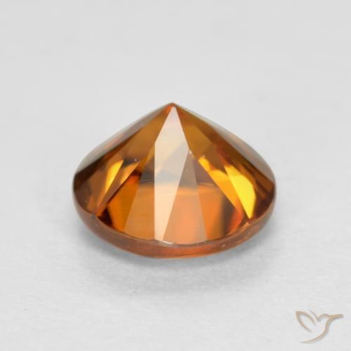 Circón Naranja oscuro natural de 1.36 ct, Redondo, VS