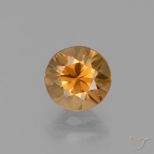 Circón dorado natural de 1,53 ct, corte redondo, VVS