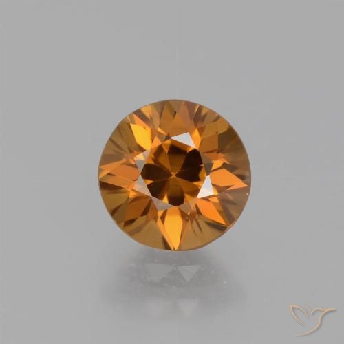 1.63ct Natural Naranja oscuro Circón, Redondo, VS