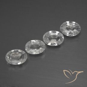 Gemas de Circón Blanco claro natural de 3.66 ct, Ovalada, VS