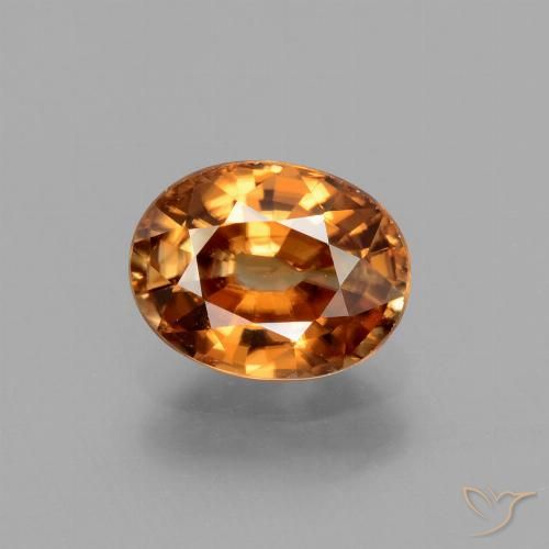 2.14ct Natural Naranja oscuro medio Circón, Ovalada, VVS-VS