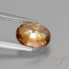 Circón Naranja oscuro medio natural de 2.14 ct, Ovalada, VVS-VS