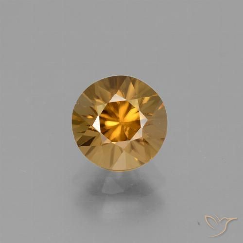 Circón dorado natural de 2,10 ct, corte redondo, VVS