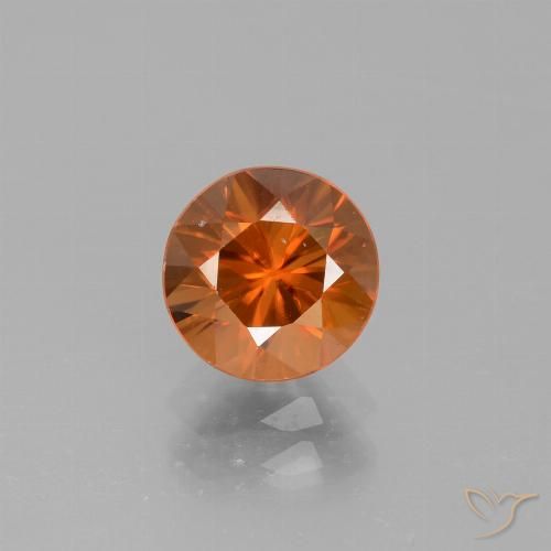 2.14ct Natural Naranja medio Circón, Redondo, VVS