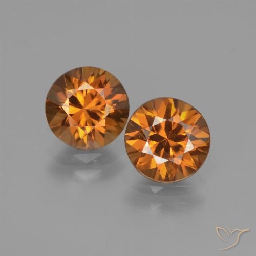 3.80ctw Natural Naranja medio Circón, Redondo, VS