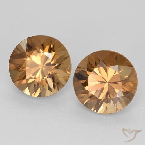 Gemas de Circón Naranja medio natural de 3.89 ct, Redondo, VS