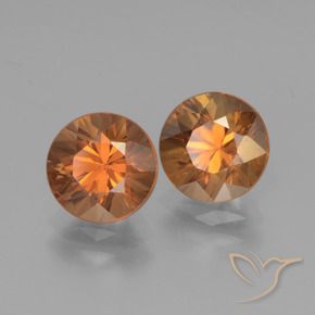 Gemas de Circón Naranja amarillento natural de 3.94 ct, Redondo, VVS-VS