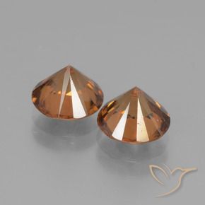 Gemas de Circón Naranja amarillento natural de 3.94 ct, Redondo, VVS-VS