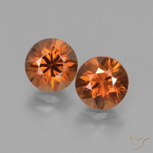 3.90ctw Natural Naranja oscuro Circón, Redondo, VS