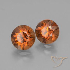 Gemas de Circón Naranja oscuro natural de 3.90 ct, Redondo, VS