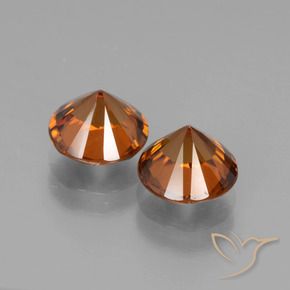 Gemas de Circón Naranja oscuro natural de 3.90 ct, Redondo, VS