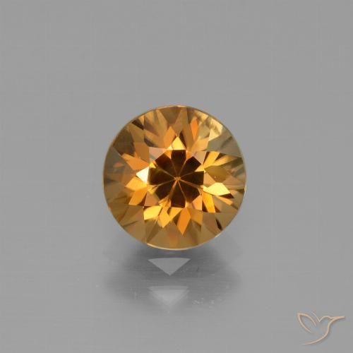 2.18ct Natural Naranja oscuro Circón, Redondo, VVS