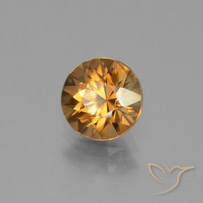 Circón Naranja oscuro natural de 2.18 ct, Redondo, VVS