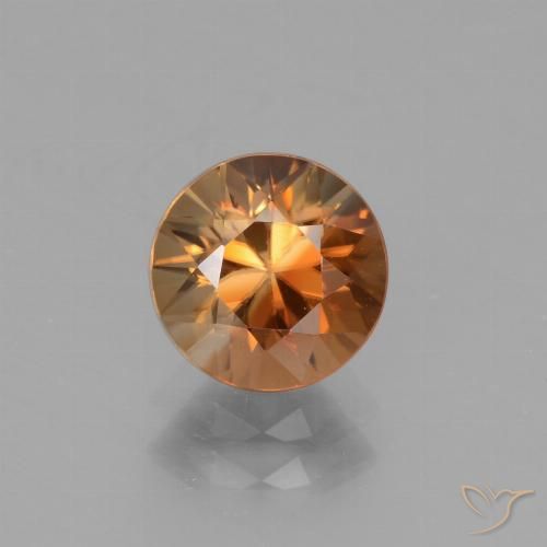 Circón Naranja marrón natural de 2.11 ct, Corte Redondo, VVS