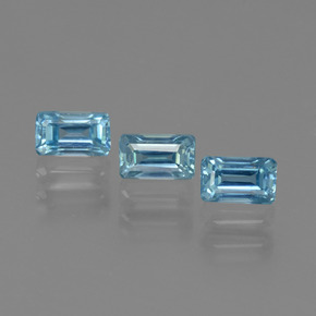 Gemas de circón azul natural de 1,28 ct, corte esmeralda, VS