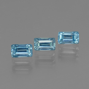 Gemas de circón azul natural de 1,28 ct, corte esmeralda, VS