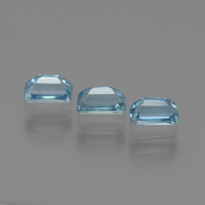 Gemas de circón azul natural de 1,28 ct, corte esmeralda, VS