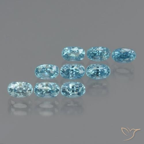 4.97ctw Natural Azul medio Circón, Ovalada, VS