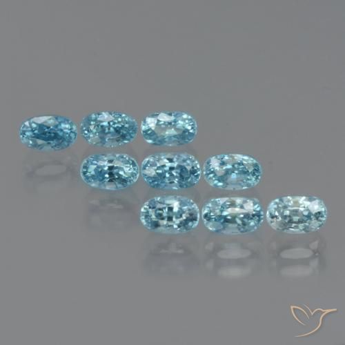 Gemas de Circón Azul medio natural de 4.97 ct, Ovalada, VS