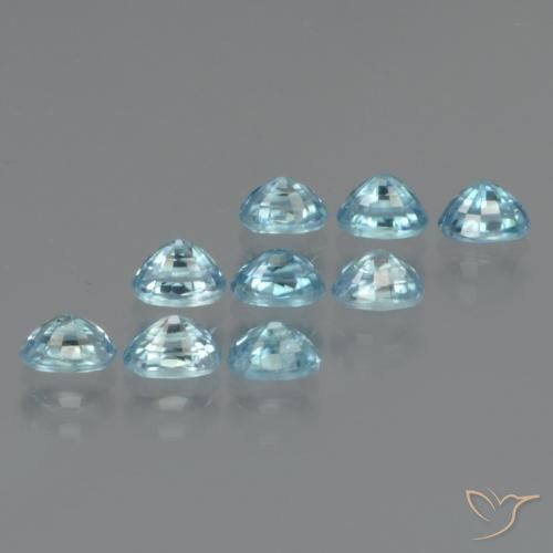 Gemas de Circón Azul medio natural de 4.97 ct, Ovalada, VS