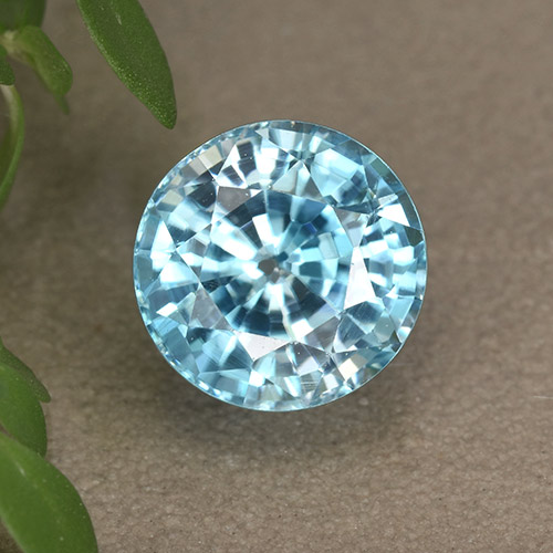 Circón azul natural de 3,94 ct, corte redondo, VS