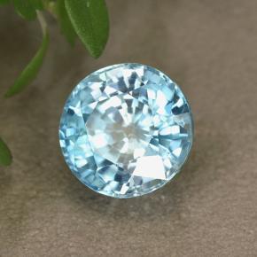 Circón azul natural de 3,94 ct, corte redondo, VS
