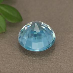 Circón azul natural de 3,94 ct, corte redondo, VS