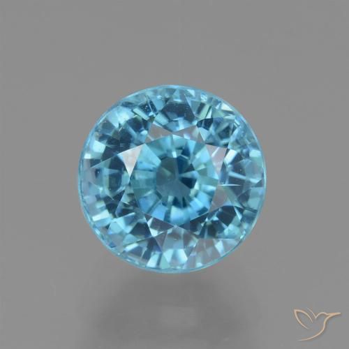 3.32ct Natural Azul maya intenso Circón, Redondo, VVS-VS