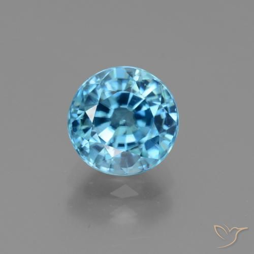 3.16ct Natural Azul azur intenso Circón, Redondo, VS