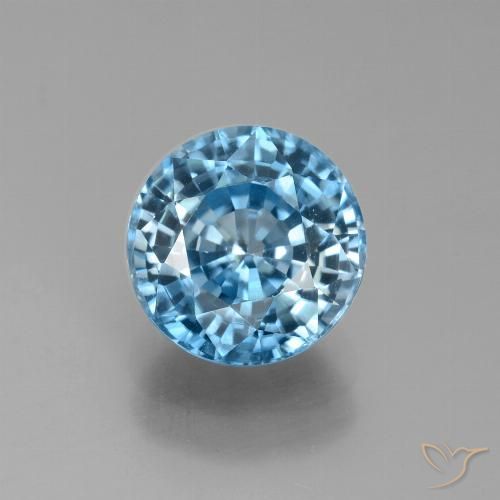 3.75ct Natural Azul Circón, Redondo, VS