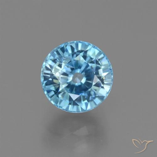 Circón azul natural de 4,02 ct, corte redondo, VS