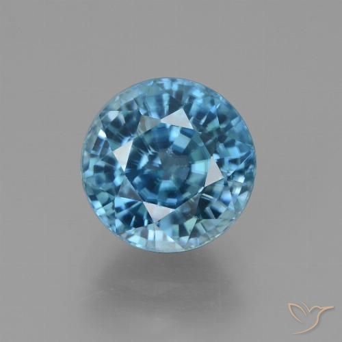 4.93ct Natural Azul Circón, Redondo, VVS