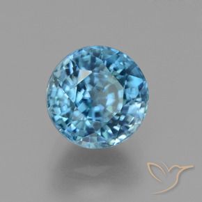 Circón Azul natural de 4.93 ct, Redondo, VVS